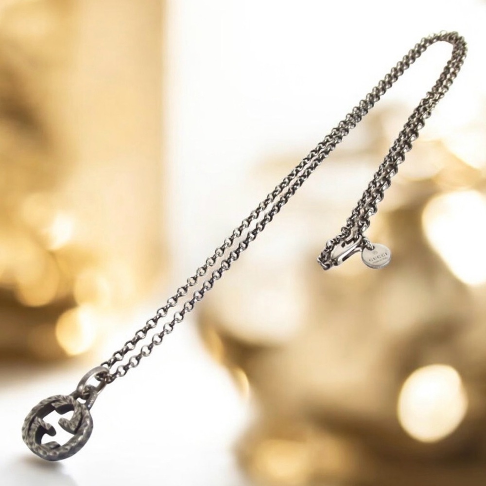 GUCCI Interlocking GG Silver Ag925 Pendant Necklace 🔥 - Picture 3 of 11
